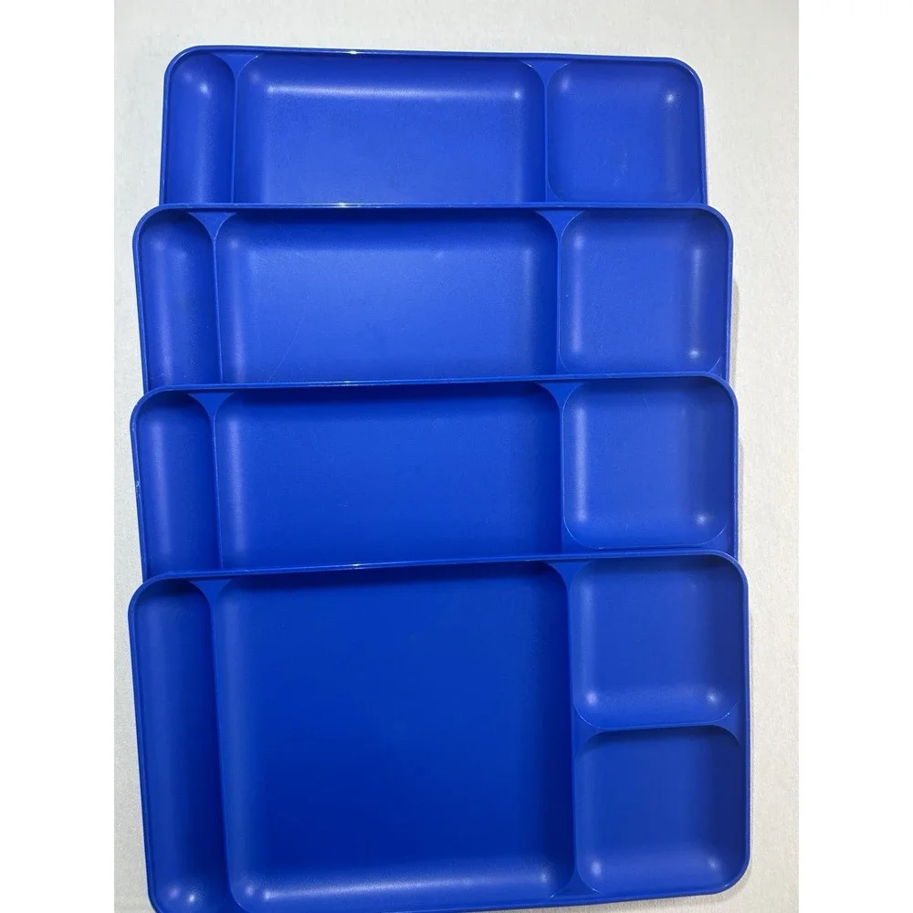 Tupperware Impressions Dining Serving Trays 4x Royal Blue‎ Cafeteria Trays